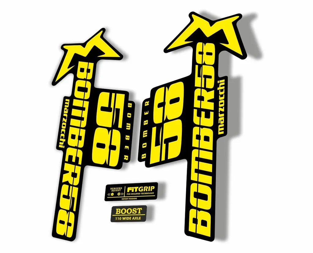 Marzocchi Bomber 58 2018 Fork Suspension Sticker Decal Kit Adhesive Yellow