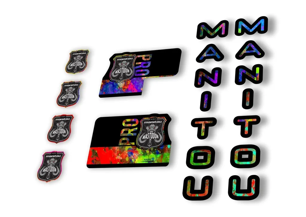 Manitou Mastadon Pro 2020 Fork Suspension Decal Kit Sticker Set Oil Slick