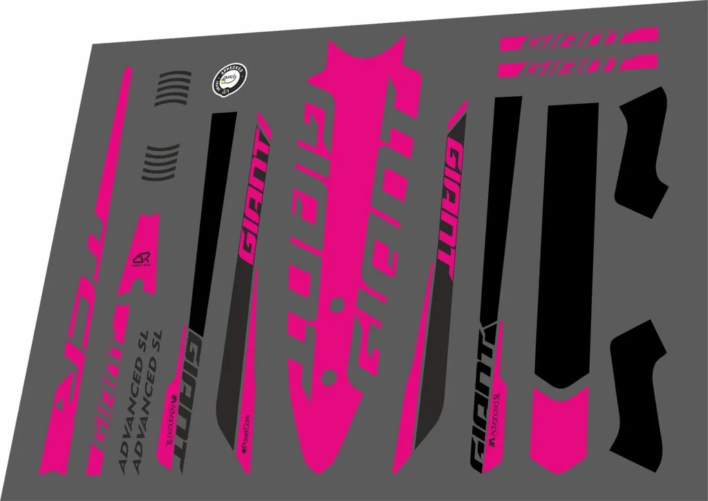 Bicycle Vinyl Stickers – Fits GIANT TCR Advanced SL Bike Frames – Pink
