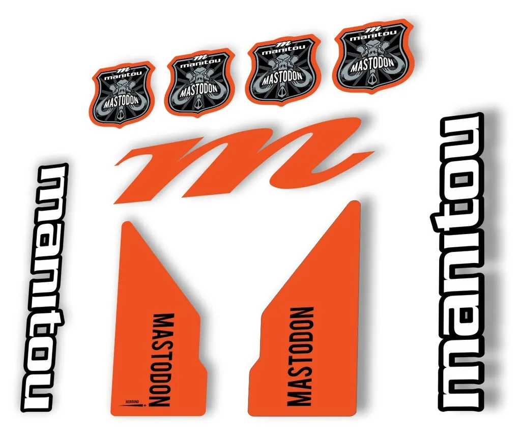 Manitou Mastadon 2017 Fork Suspension Decal Kit Sticker Set Orange