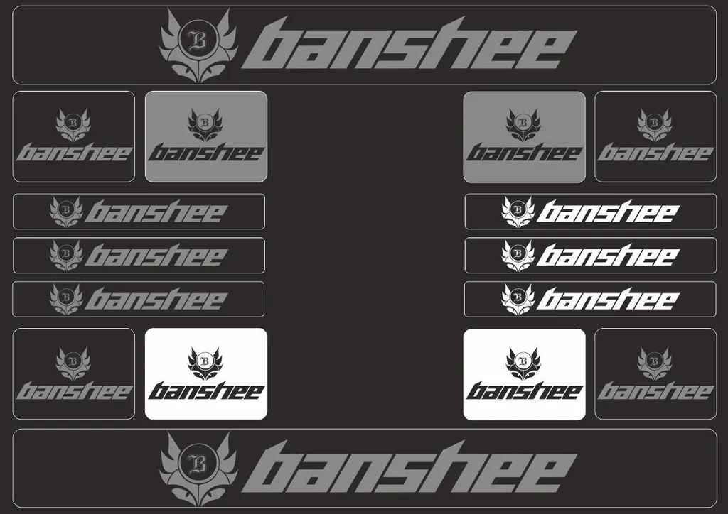 Bicycle Vinyl Frame Stickers Custom Compatible with BANSHEE Gray