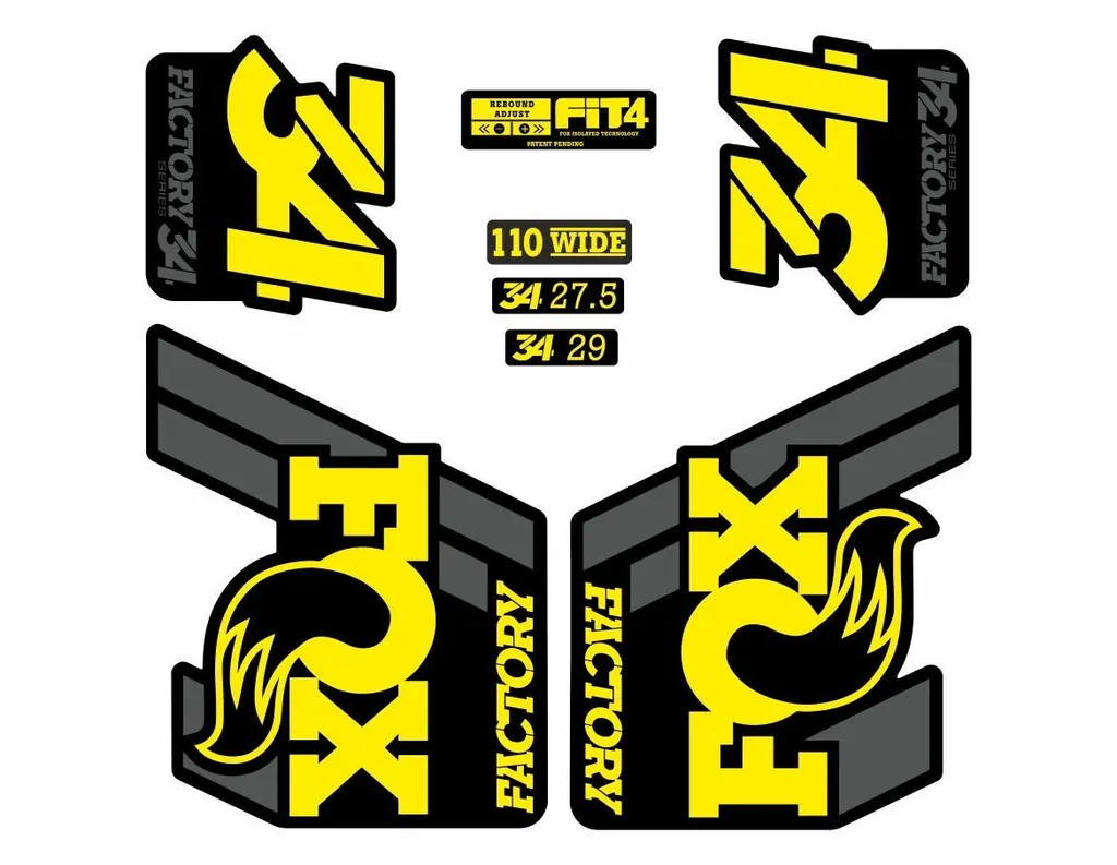 FOX 34 Float 2018-19 Forks Suspension Factory Decal Sticker Adhesive Yellow Gray
