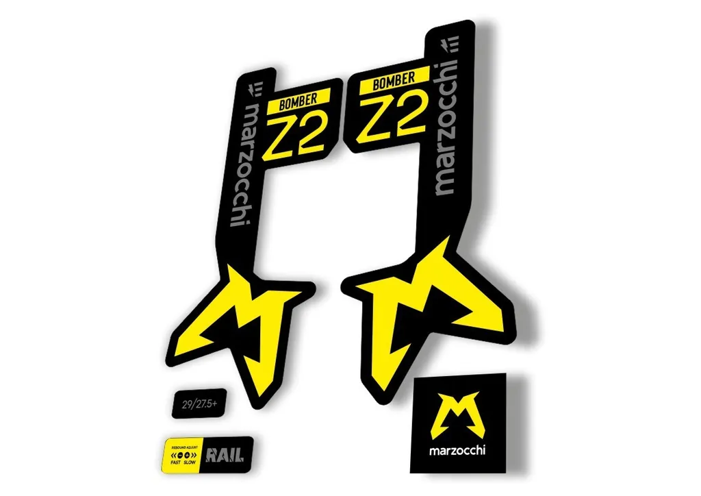 Marzocchi Bomber Z2 Eoptimized 2025 Fork Suspension Sticker Decal Kit Yellow