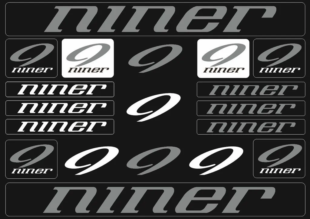 Bicycle Vinyl Stickers – Compatible with Niner Mountain Bikes – Gray
