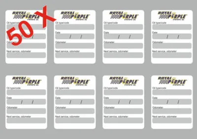 50x ROYAL PURPLE Oil Change Service Reminder Decals Adhesive Labels Die Cut