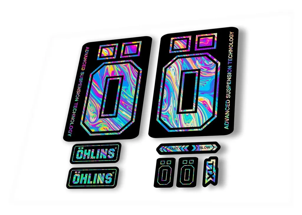 Ohlins DH38 2019 Fork Decal Mountain Bike Cycling Sticker Adhesive Oil Slick 1