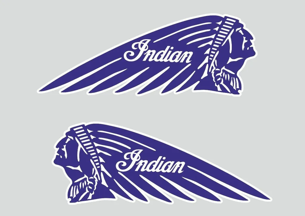 INDIAN WAR BONNET MOTORCYLES Vinyl Decal Adhesive Sticker 8.5" x 3.5 D. Blue