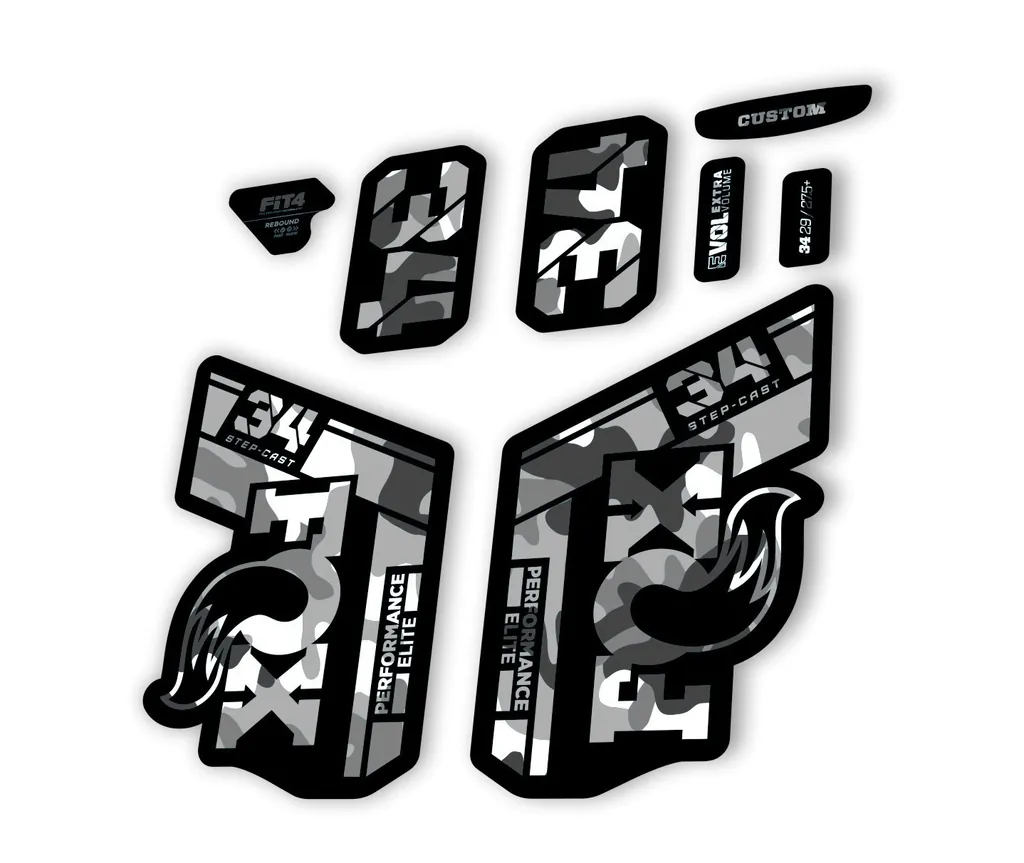FOX 34 Step Cast Elite 2021 Factory Fork Decals Suspension Sticker White Camo