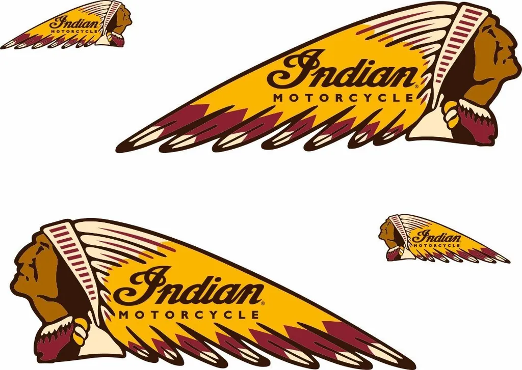 INDIAN WAR BONNET Motorcycles Vinyl Decal Adhesive Sticker 8.5" x 3.5" - 4 Pcs