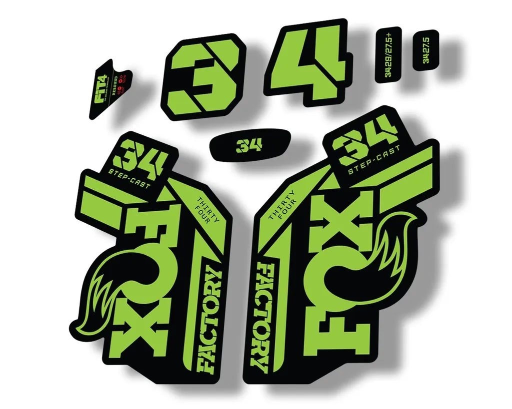 FOX 34 Step Cast SC 2021 Factory Fork Decals Suspension Sticker Adhesive Green