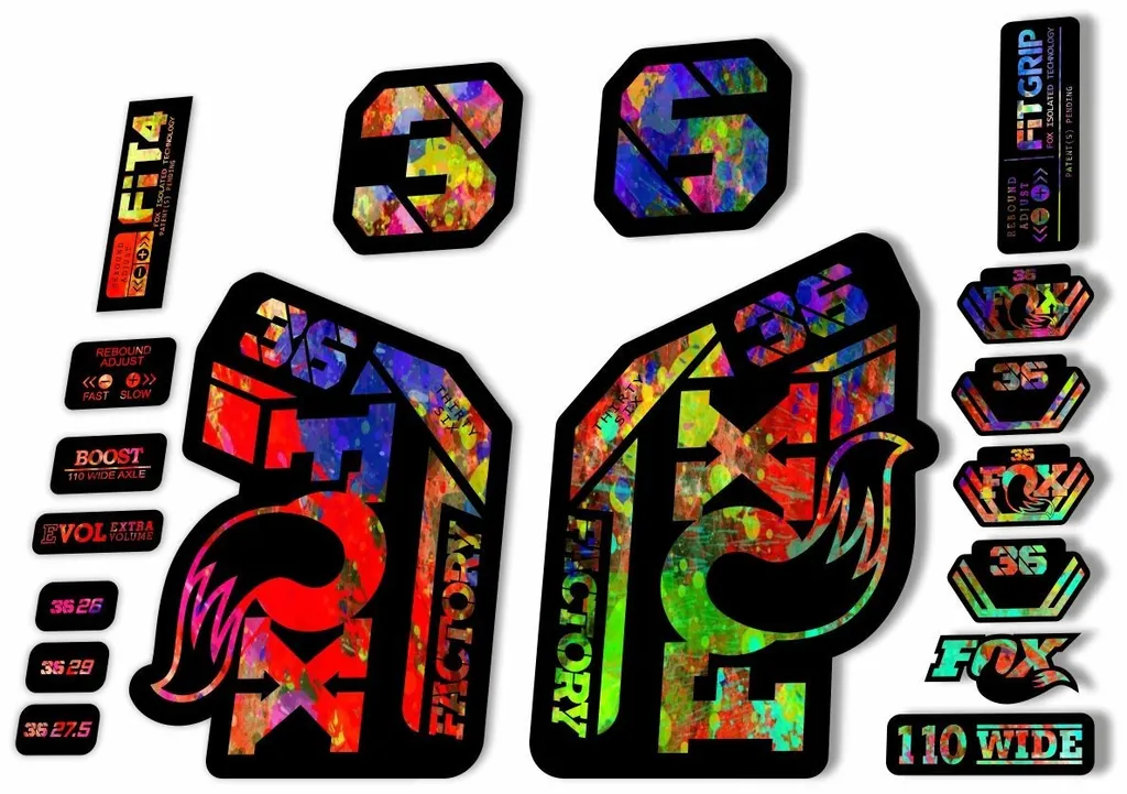 FOX 36 Fork Decal Sticker Set 2021 Factory MTB Suspension Graphics –Oil Slick
