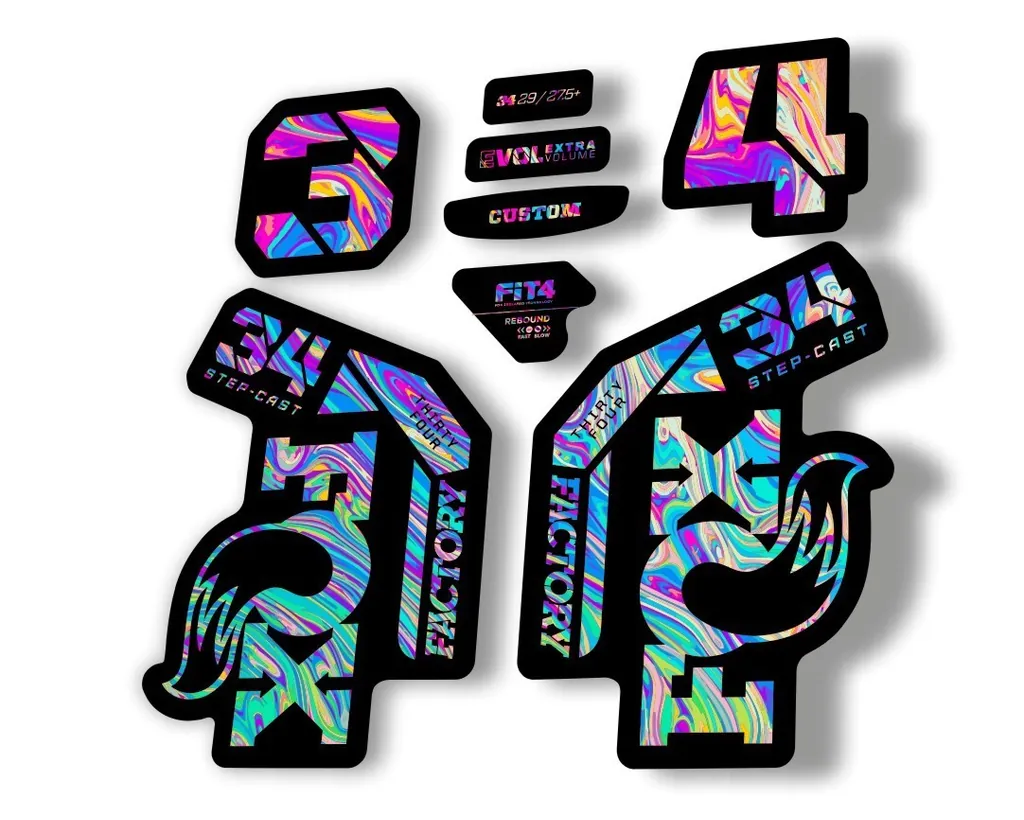 FOX 34 Step Cast SC 2023 Factory Fork Decals Suspension Sticker Oil Slick 1