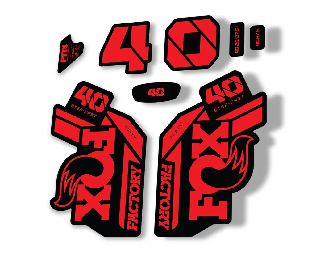 FOX 40 Step Cast SC 2021 Factory Fork Decals Suspension Sticker Adhesive Red