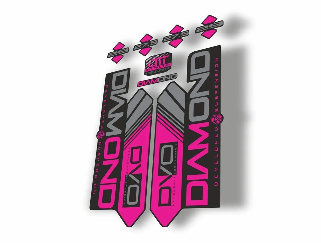 DVO 2016 Diamond 27.5 - 29 Fork Suspension Sticker Decal Kit Adhesive Pink