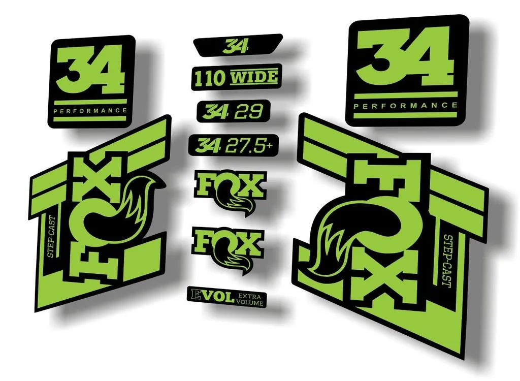 FOX 34 Step Cast SC 2020 Fork Suspension Factory Decal Sticker Set Green