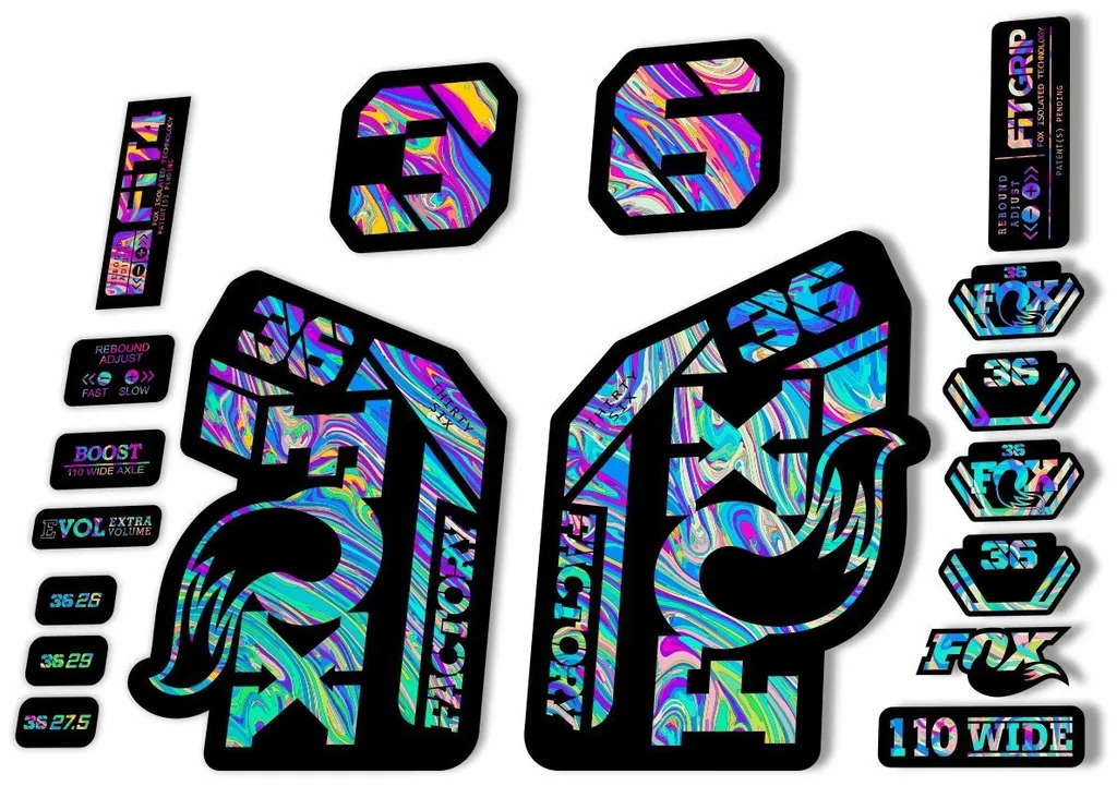FOX 36 Fork Decal Sticker Set 2021 Factory MTB Suspension Graphics – Oil Slick 1