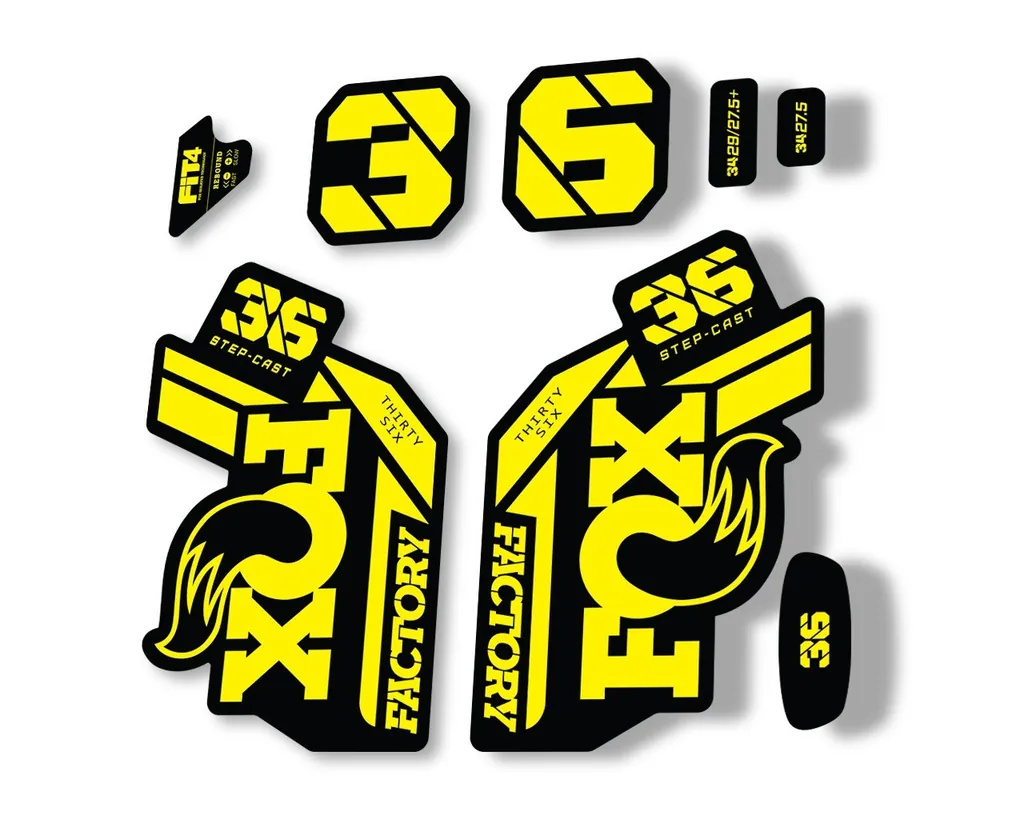 FOX 36 Step Cast SC 2021 Factory Fork Decals Suspension Sticker Adhesive Yellow