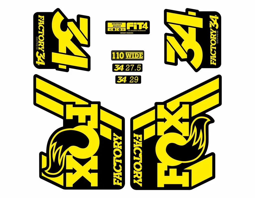 FOX 34 Float 2018-19 Forks Suspension Factory Decals Stickers Adhesive Yellow