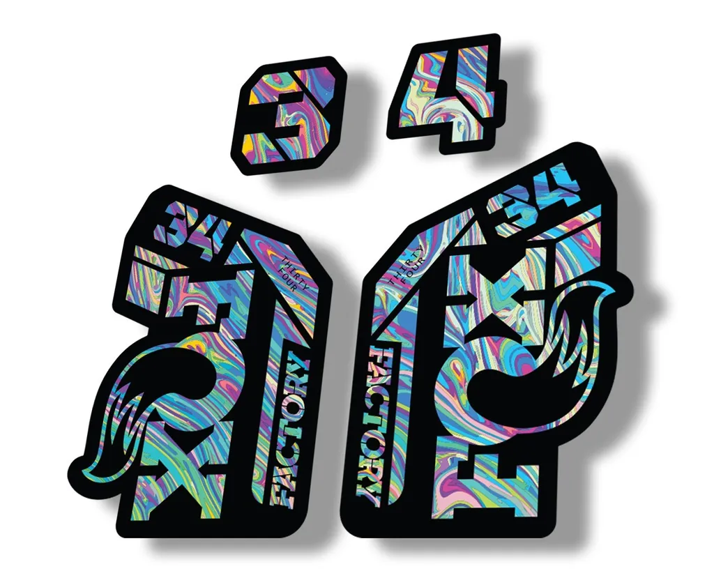 FOX 34 2021 Factory Forks Suspension Decal Sticker Oil Slick 1