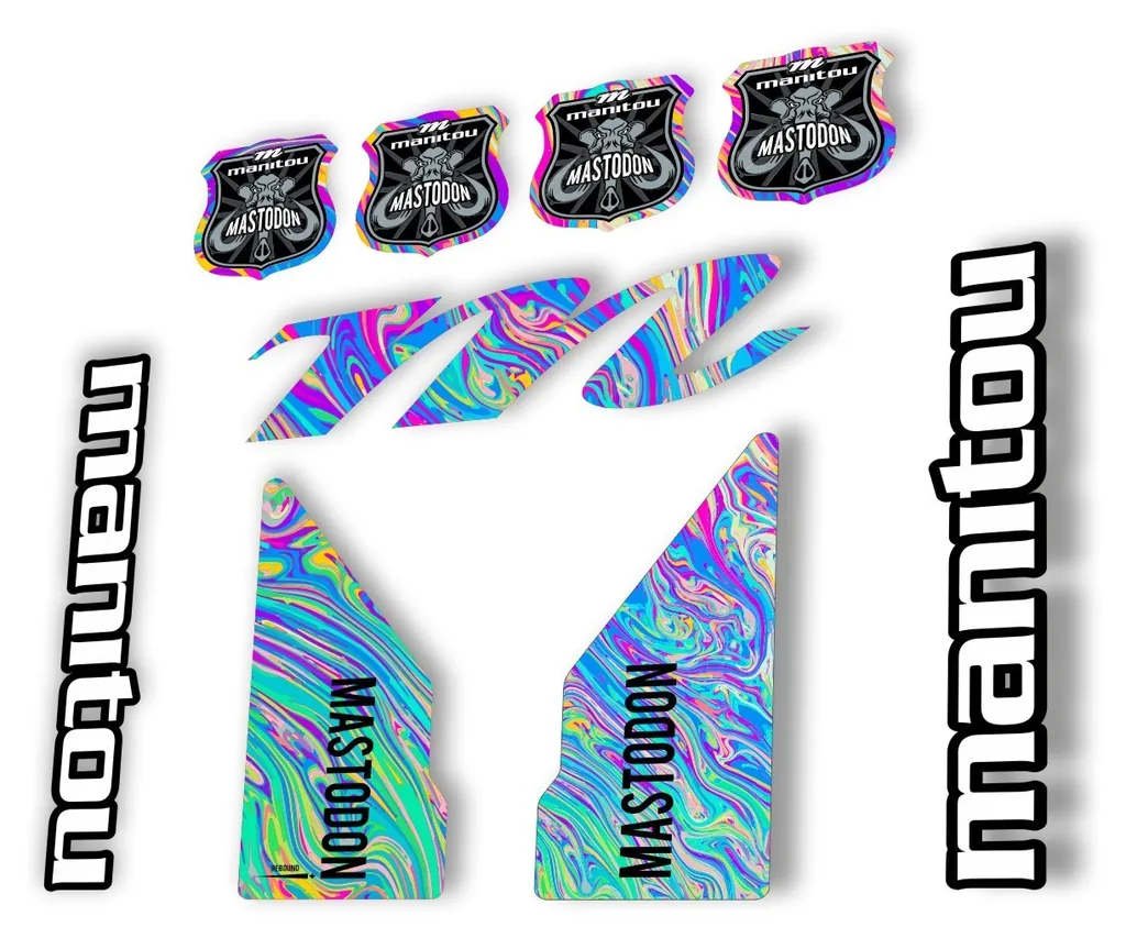 Manitou Mastadon 2017 Fork Suspension Decal Kit Sticker Set Oil Slick 1