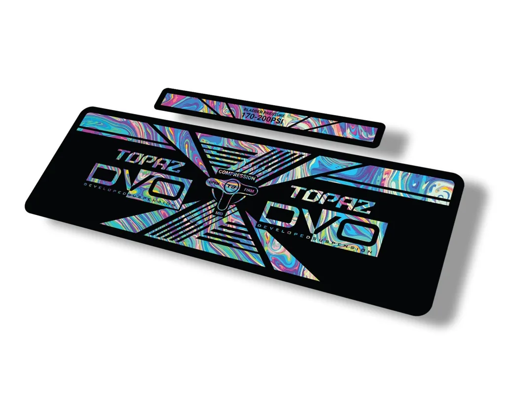 DVO 2020 Topaz AM Rear Shock Suspension Sticker Factory Decal Oil Slick 1