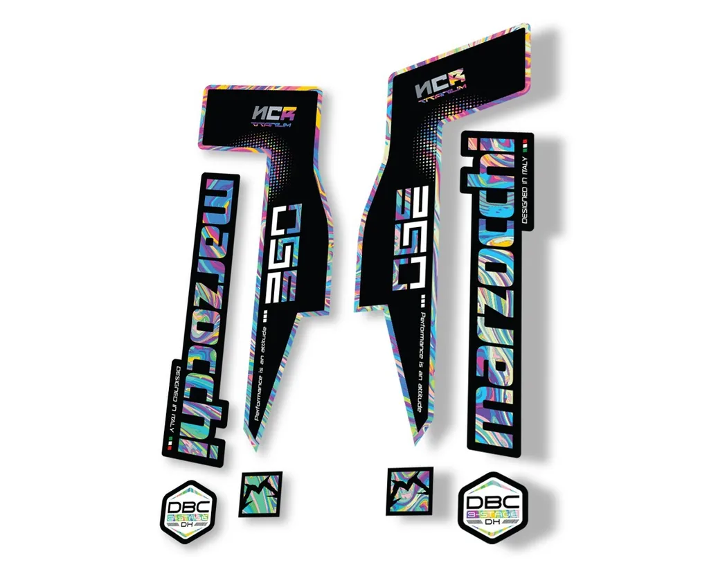 Marzocchi 350 NCR Titanium Fork Suspension Sticker Decal Adhesive Kit Oil Slick1