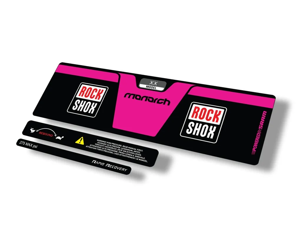 Rock Shox 2014 Monarch XX Rear Shock Decal Sticker Adhesive Set Pink