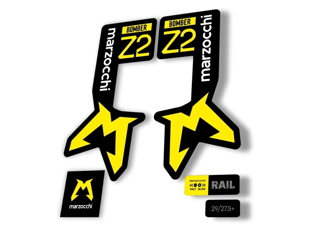 Marzocchi Bomber Z2 2025 Fork Suspension Sticker Decal Kit Adhesive Yellow
