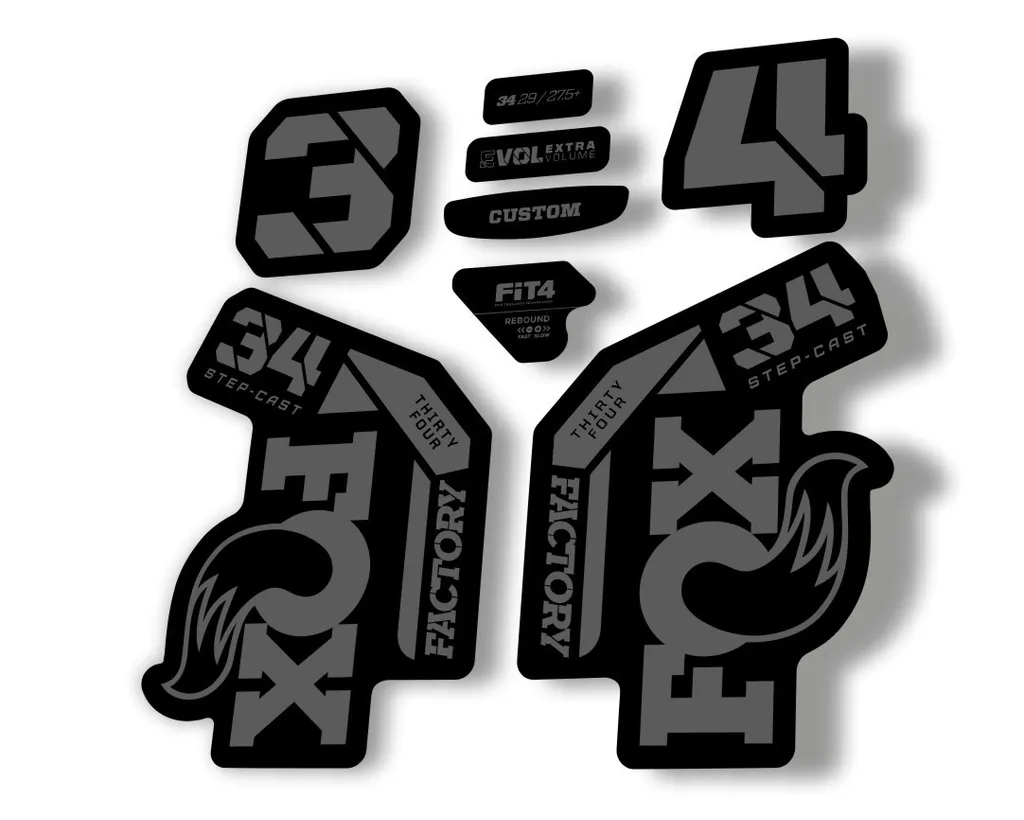 FOX 34 Step Cast SC 2023 Factory Fork Decals Suspension Sticker Gray