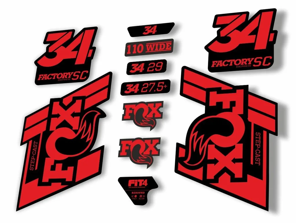 FOX 34 Step Cast SC 2019 Fork Suspension Factory Decals Stickers Adhesive Red
