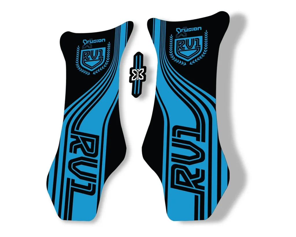 X Fusion RV1 2018 Front Shock Suspension Sticker Factory Decal Blue