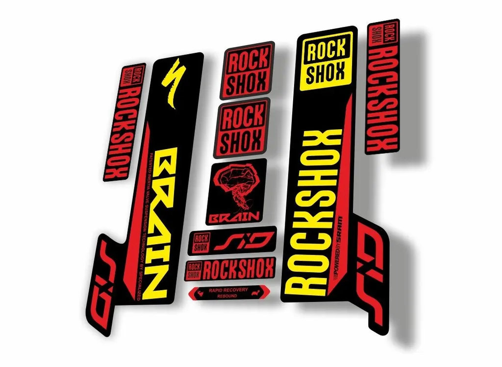 Rock Shox SID Brain 2018 Mountain Bike Cycling Decal Sticker Adhesive Red Yellow
