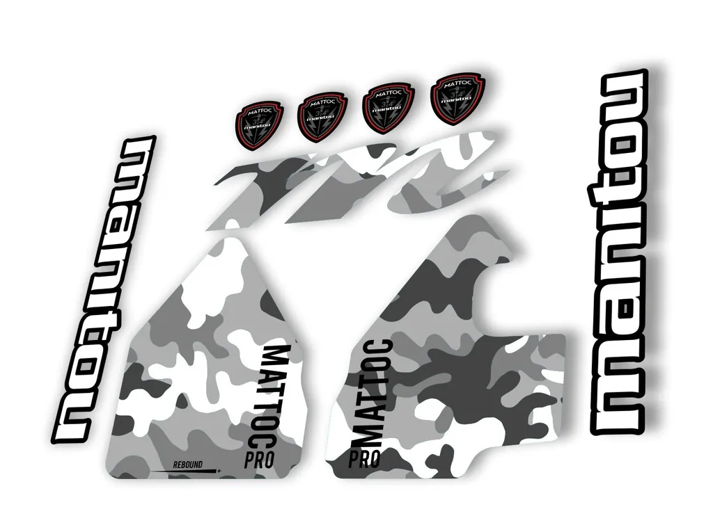 Manitou Mattoc Pro 2017 Fork Suspension Decal Kit Sticker Set White Camo