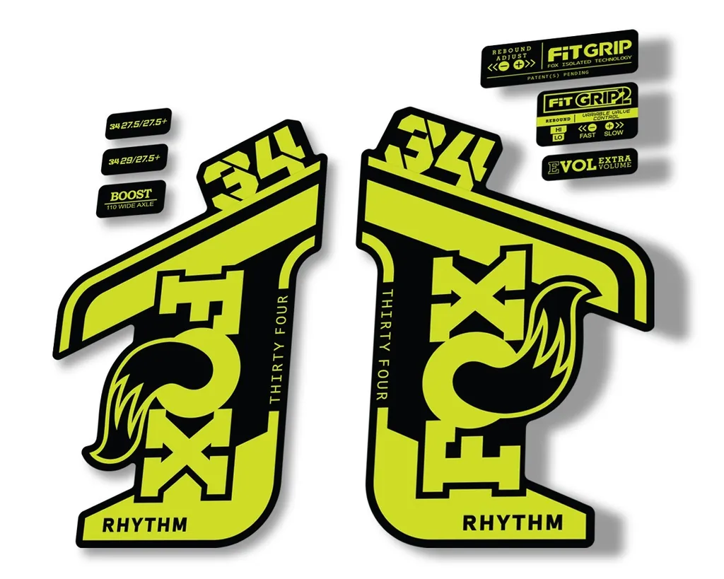 FOX 34 RHYTHM 2021 Forks Suspension Factory Decal Sticker Adhesive Lime Green