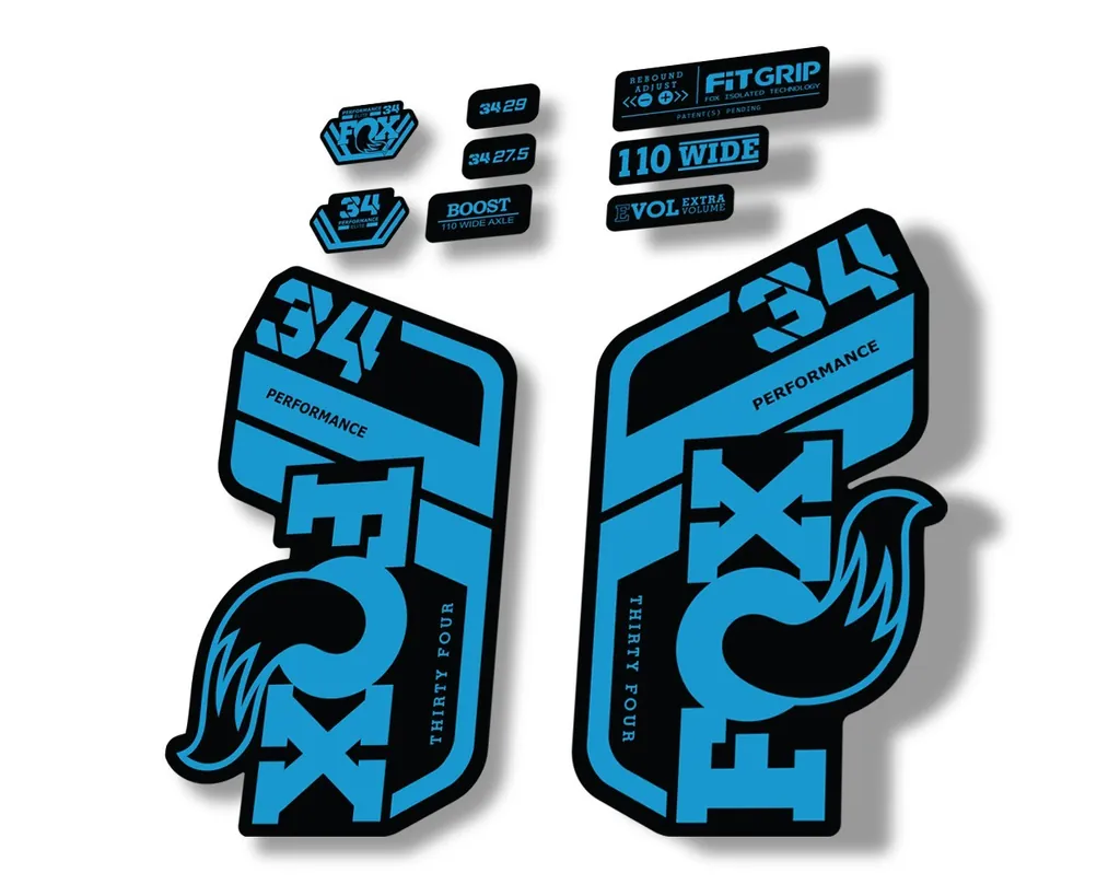 FOX 34 Performance 2021 Factory Fork Decals Suspension Sticker Blue