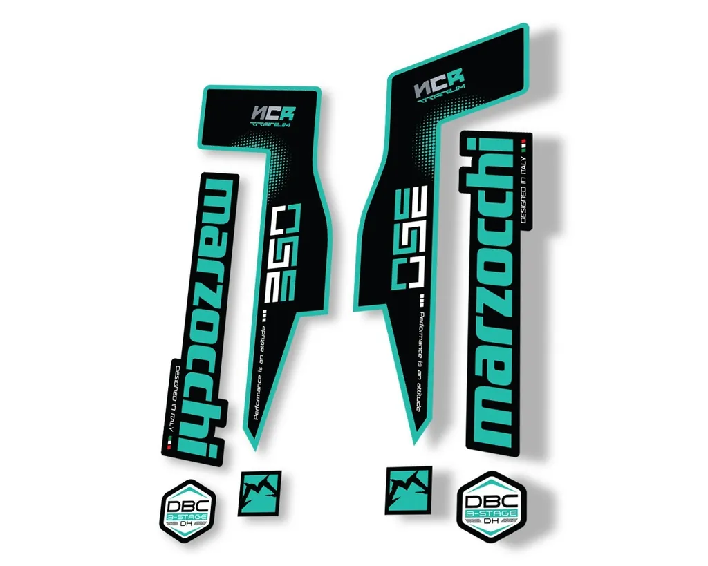 Marzocchi 350 NCR Titanium Fork Suspension Sticker Decal Adhesive Kit Dolphin