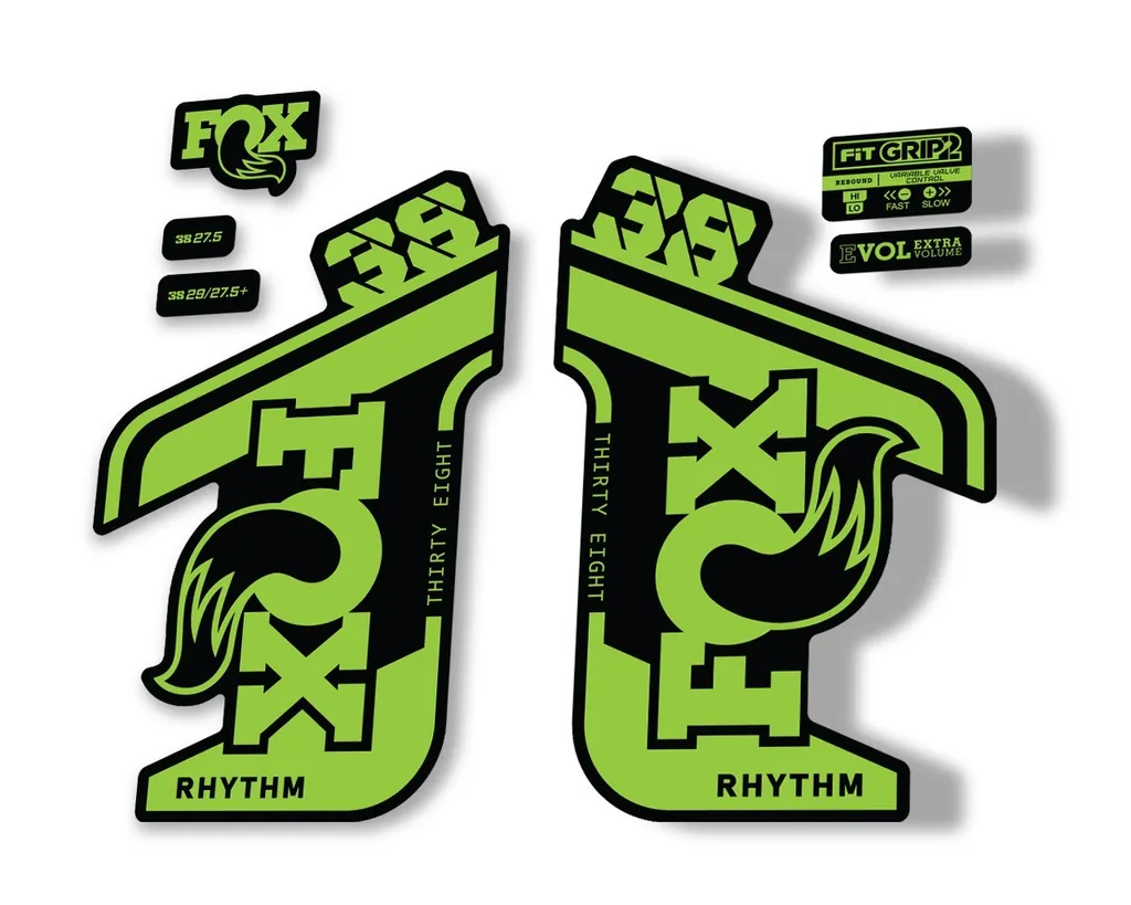 FOX 38 RHYTHM 2021 Fork Suspension Factory Sticker MTB Decal Adhesive Green