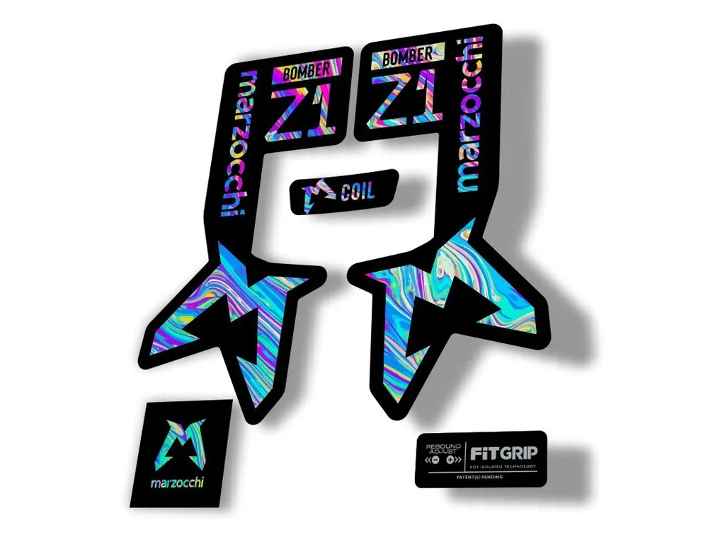 Marzocchi Bomber Z1 2025 2025 Fork Suspension Sticker Decal Kit Oil Slick 1