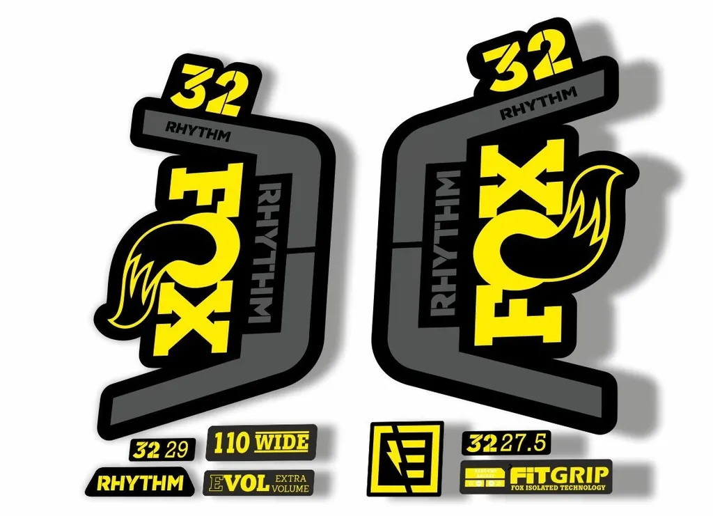 FOX 32 Rhythm 2019 Forks Suspension Factory Decal Sticker Adhesive Yellow-Gray