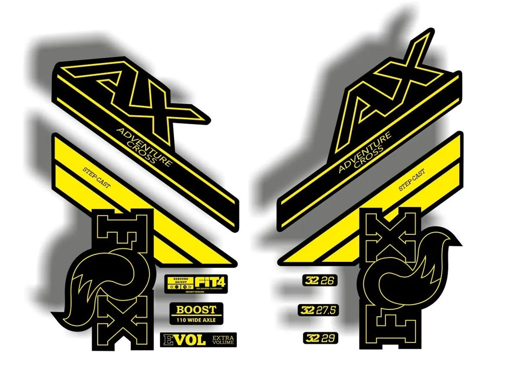FOX Step Cast 2020 AX Adevnture Cross Fork Suspension Decals Sticker Yellow