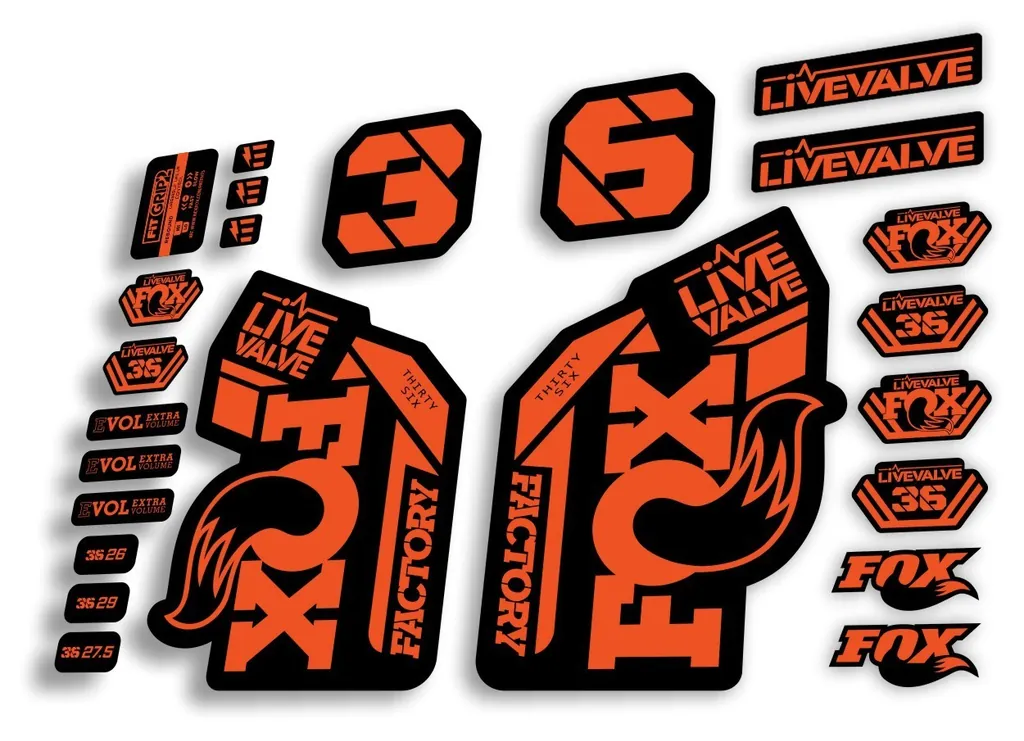 FOX 36 2022 Live Valve Forks Suspension Decal Sticker MTB Set Orange 24Pcs
