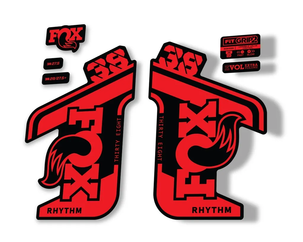 FOX 38 RHYTHM 2021 Fork Suspension Factory Sticker MTB Decal Adhesive Red