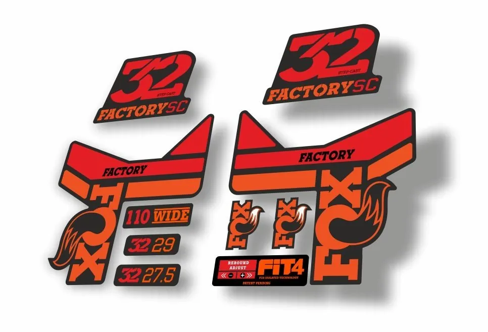 FOX 32 Step Cast SC  Fork Suspension Factory Decal Stickers Adhesive Orange Red