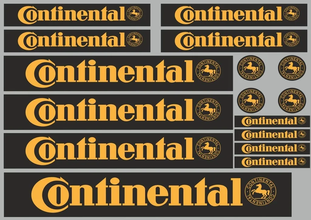 CONTINENTAL Decals Quality Stickers Vinyl Graphic Set Logo Adhesive Kit 16 Pcs