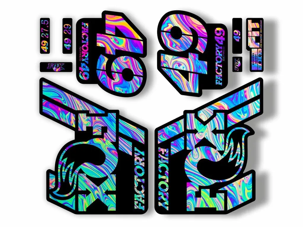 FOX 49 Float 2018-19 Forks Suspension Factory Decal Sticker Adhesive Oil Slick 1