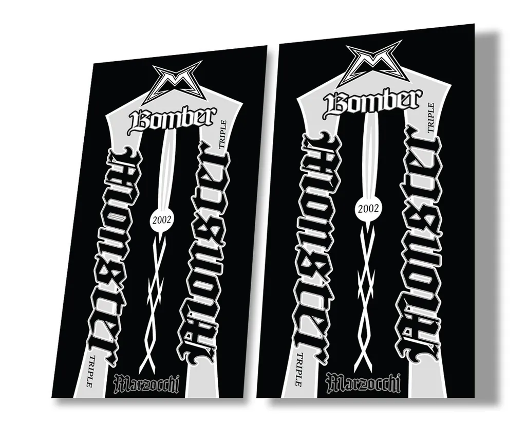 Marzocchi Bomber Monster 2002 Suspension Decal Kit Sticker Adhesive Gray