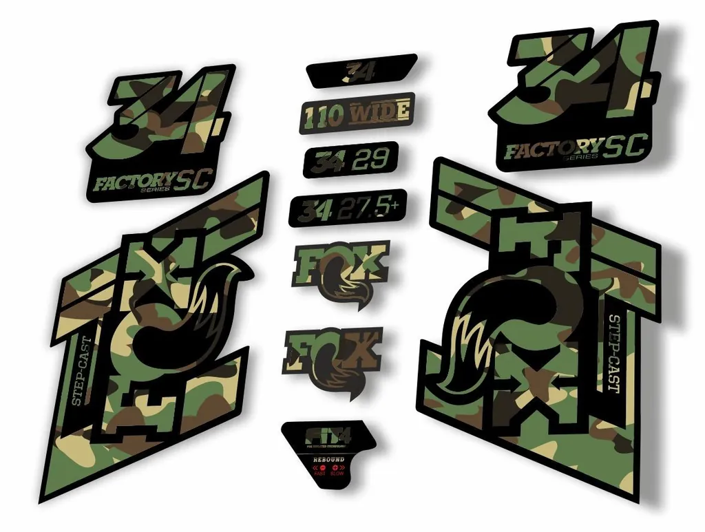 FOX 34 Step Cast SC 2019 Fork Suspension Factory Decal Stickers Adhesive Camo