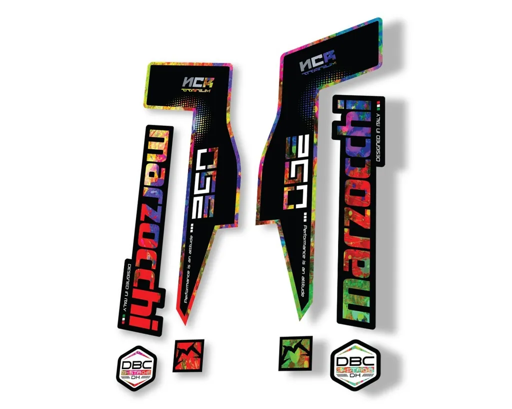 Marzocchi 350 NCR Titanium Fork Suspension Sticker Decal Adhesive Kit Oil Slick