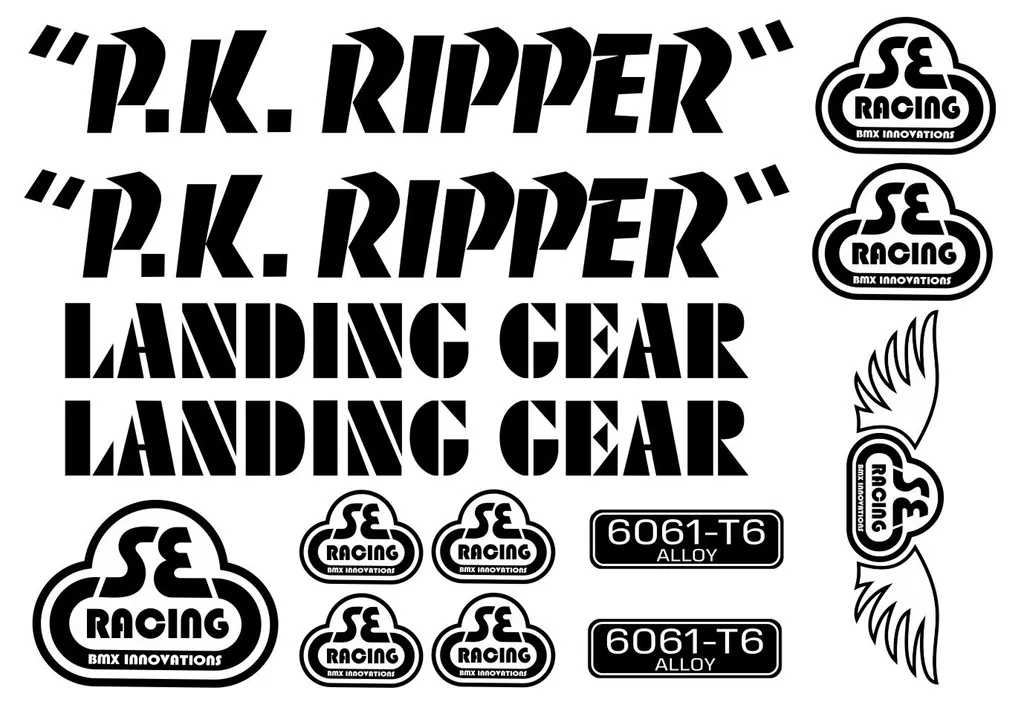BMX PK RIPPER Landing Gear Sticker Set Factory Sticker Adhesive Vinyl Black