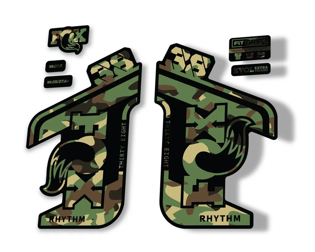 FOX 38 RHYTHM 2021 Fork Suspension Factory Sticker MTB Decal Adhesive Camo